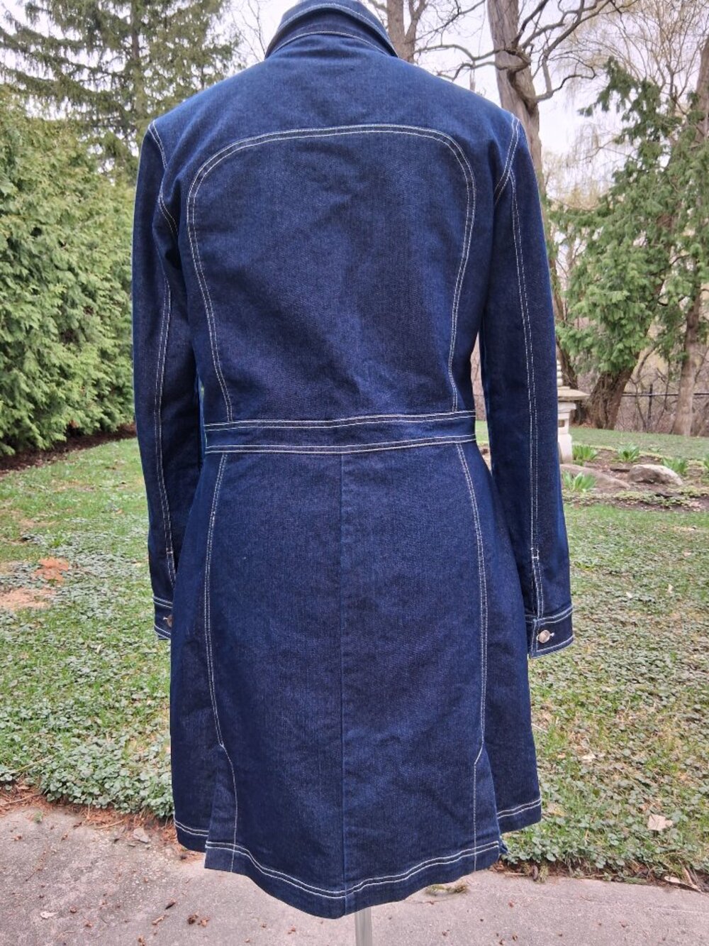 Women's Dark Blue Denim Button-Front Dress Jacket LOGIK Size Large - Picture 6 of 8